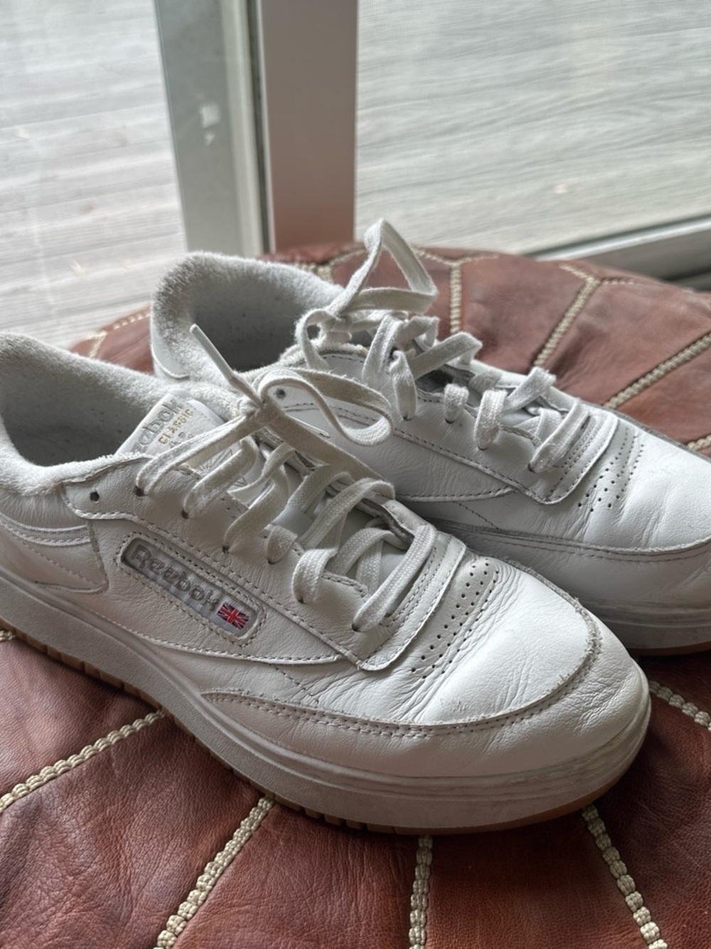 Reebok White Leather Low-Top Sneakers